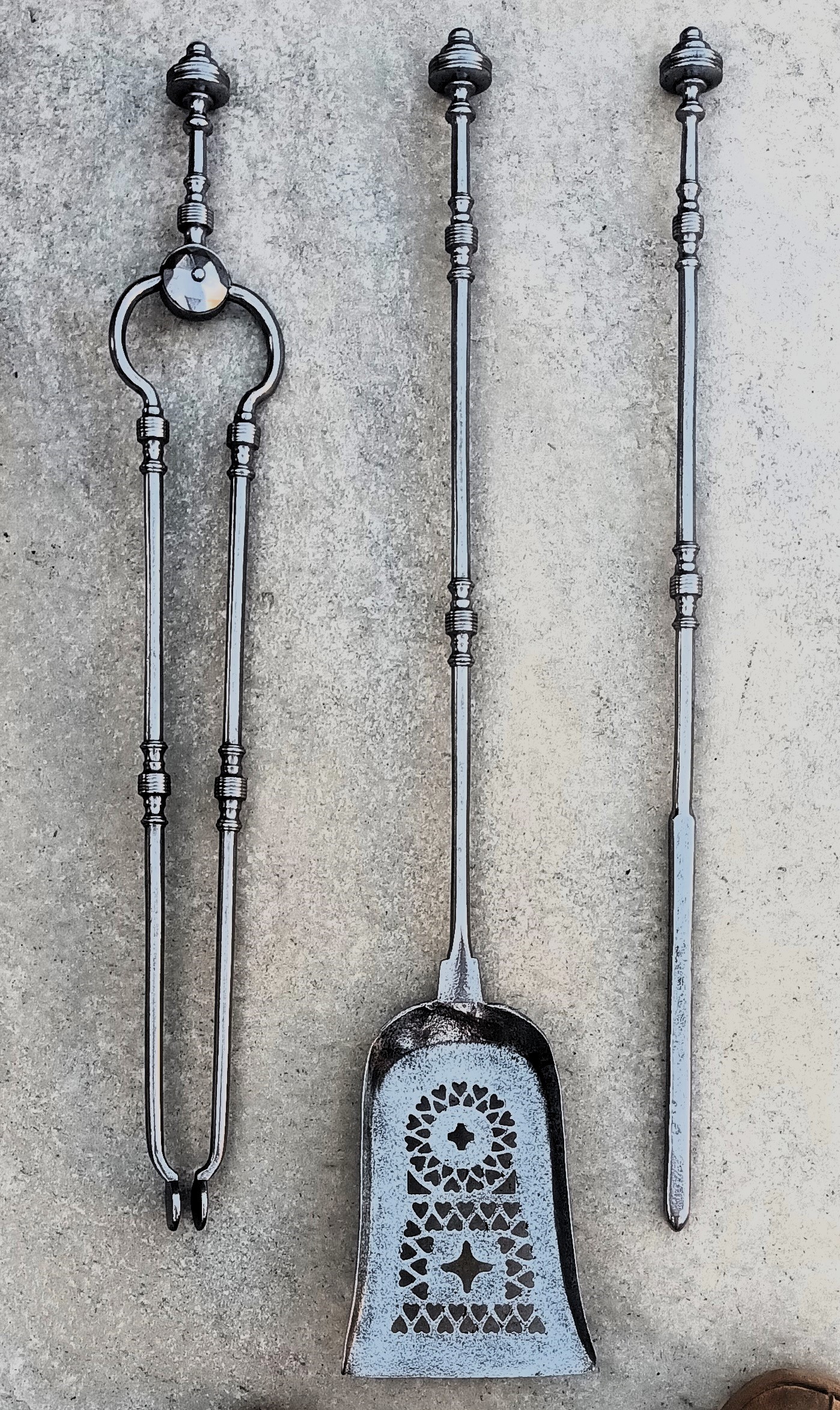 Set of Three Antique English Georgian Steel Fire Irons